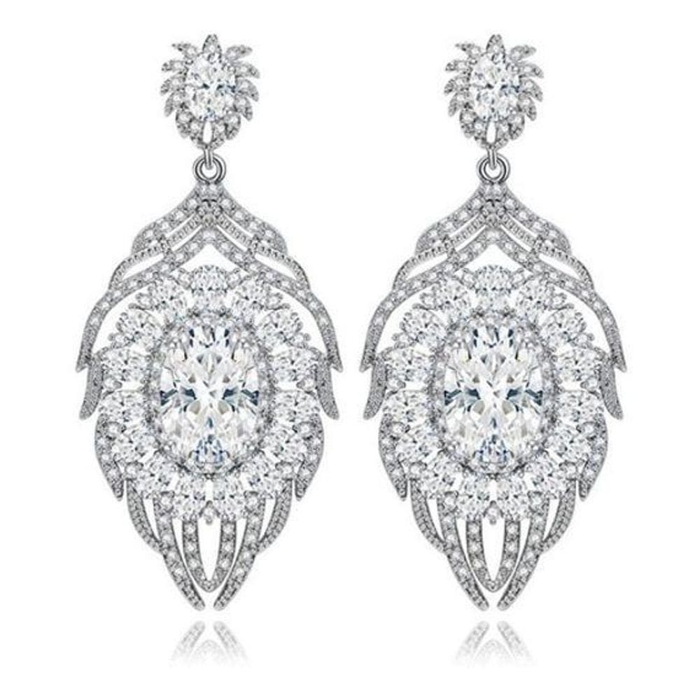 Brinco Noiva Zirconia Debutante Pendurado - Prateado