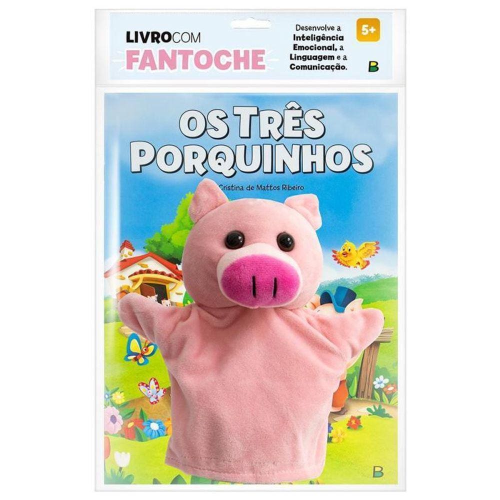 Livro com Fantoche Três Porquinhos - Interativo e Divertido