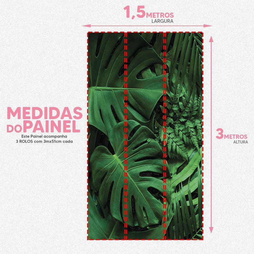 Papel De Parede Painel 3D Folhas Palmeiras Verde Viníl 1,5M