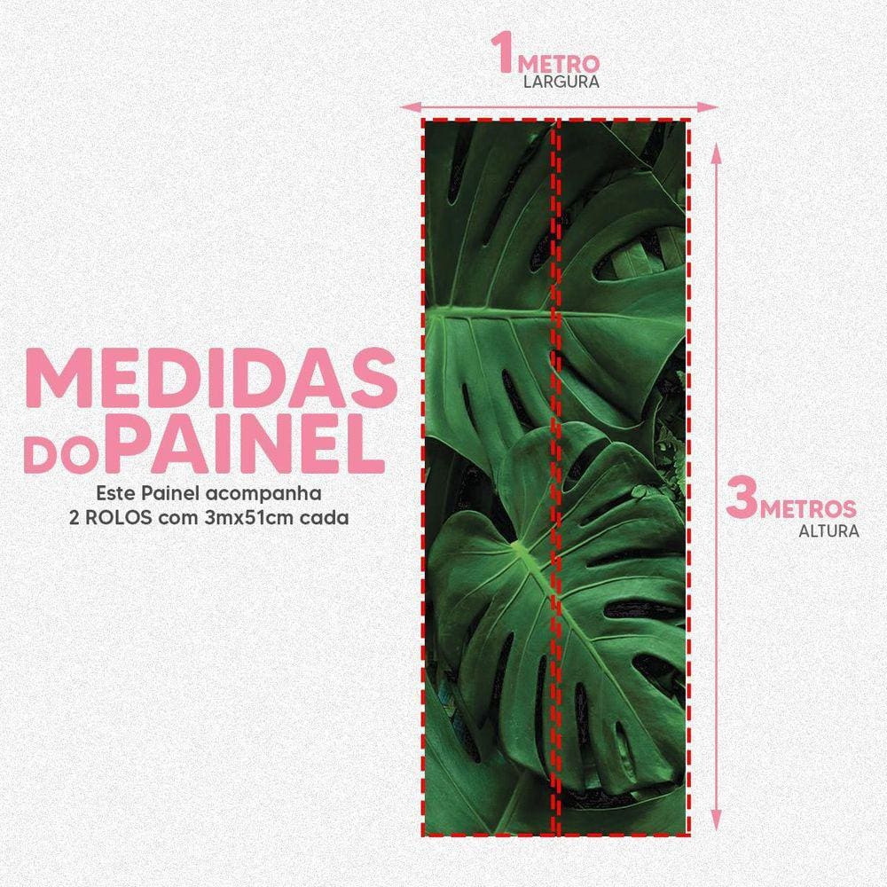 Papel De Parede Painel 3D Folhas Palmeiras Verde Viníl 1M
