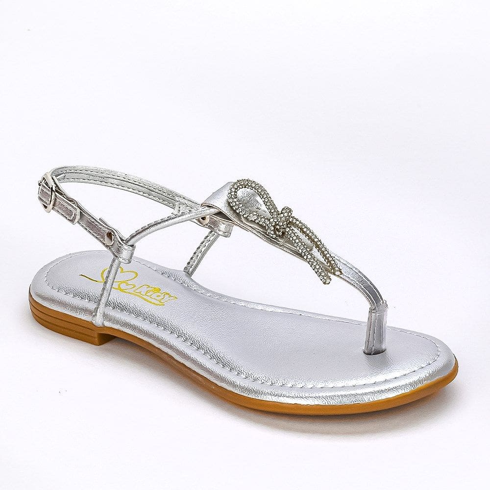 Sandália Infantil Feminina Kidy  Flat Ibiza Prata