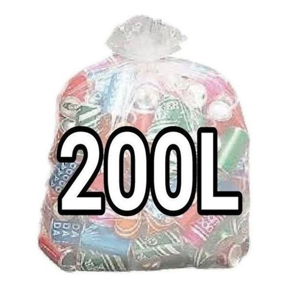 Kit 4 Sacos Lixo Transparente 200L Reforçado 400 Unidades