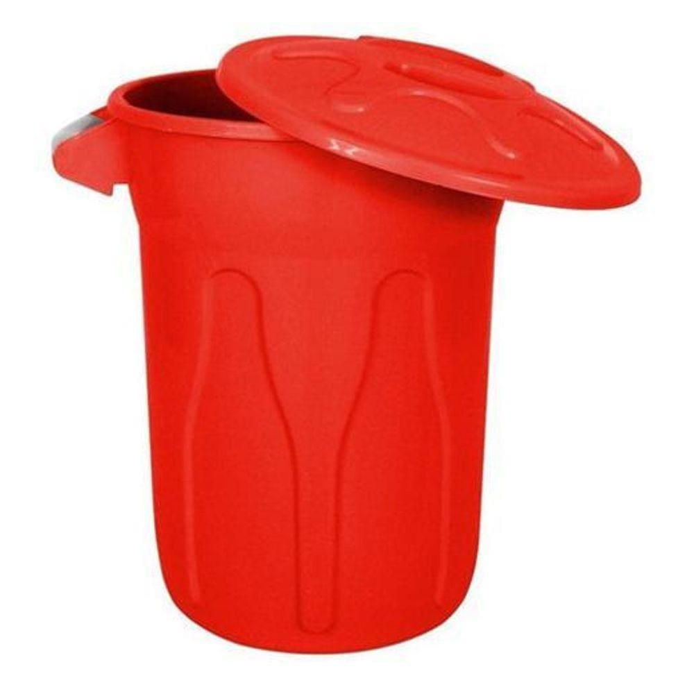 Cesto Balde Plástico 40 Litros Com Tampa - Vermelho