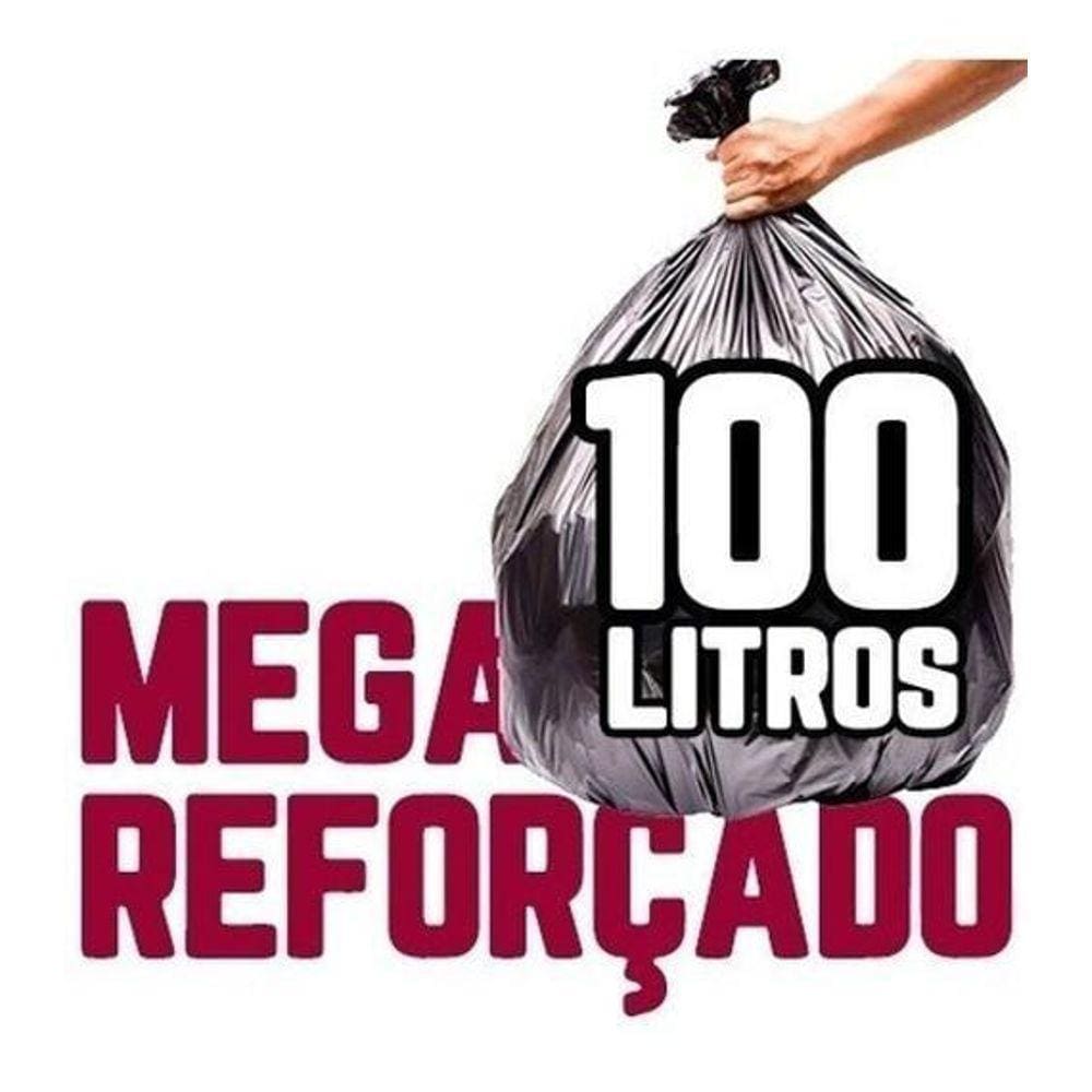 Mega Reforçado Saco De Lixo 100 Litros 100 Un Preto