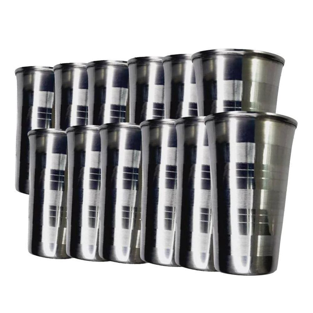 Kit 12 Copos De Inox Durável Para Bebidas Diversas - 250Ml