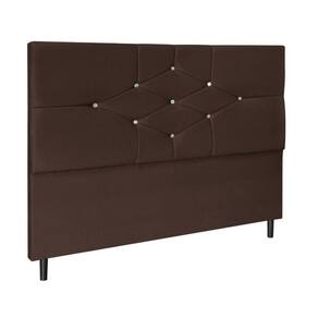 Cabeceira Cama Casal 140 cm Virgínia Suede Marrom E-Frame