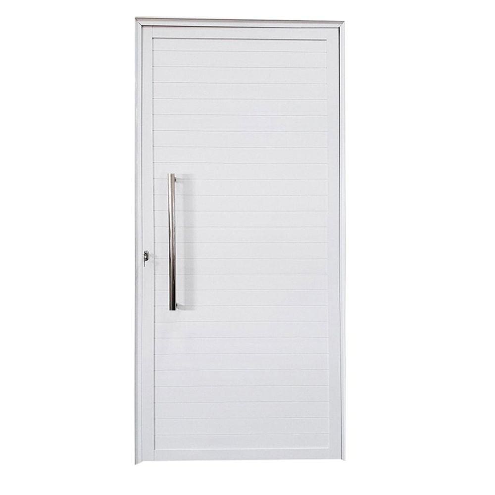 Porta Lambril de Alumínio Direita 210 x 90cm com Puxador Linha Veneza Esquadrias Bergame Branco