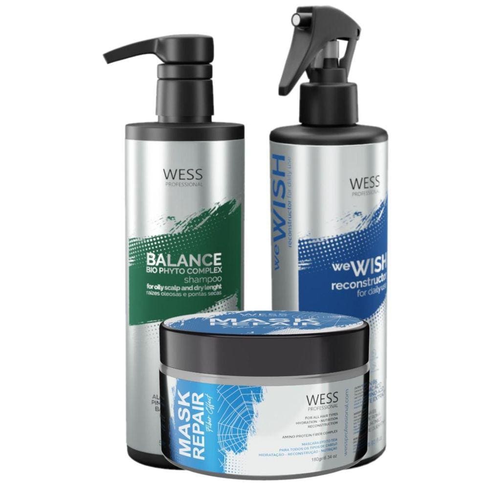 Kit Wess Balance Shampoo 500Ml + We Wish 500Ml + Mask 180G