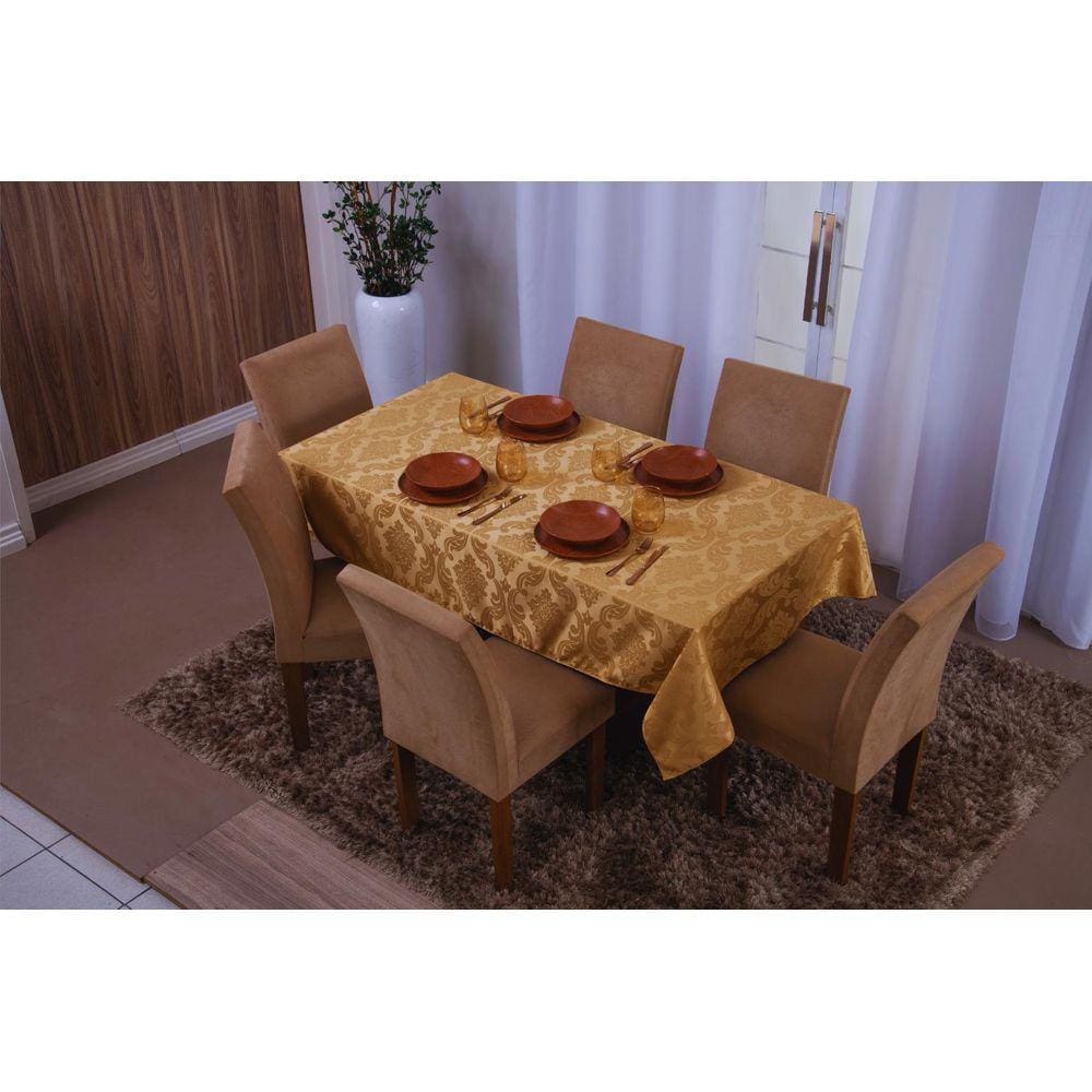 Toalha De Mesa Retangular 8 Lugares Jacquard 1,35X2,60