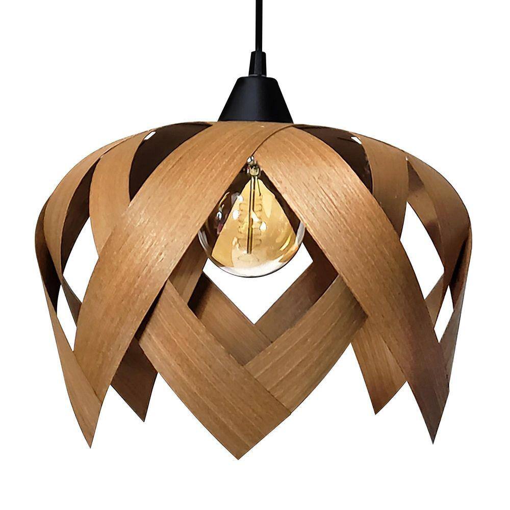 Luminária Pendente Madeira Lúpulo M Bivolt E27 Cor Freijó