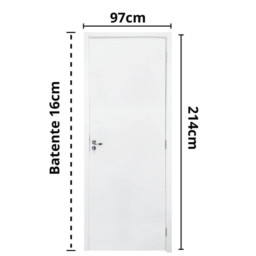 Kit Porta Pronta 214x97cm Fechadura Banheiro Sólido Acabado Germano Branco