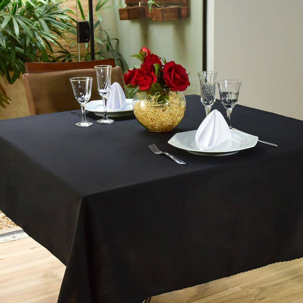 Toalha Mesa 6 Lugares Sala Jantar Oxford Lisa 2,00M Preto