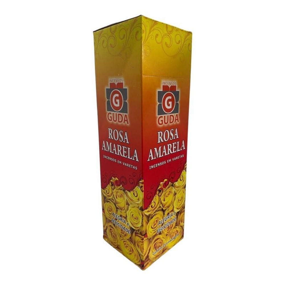 Incenso Rosa Amarela Guda Indiano 25 Caixas Com 7 Varetas