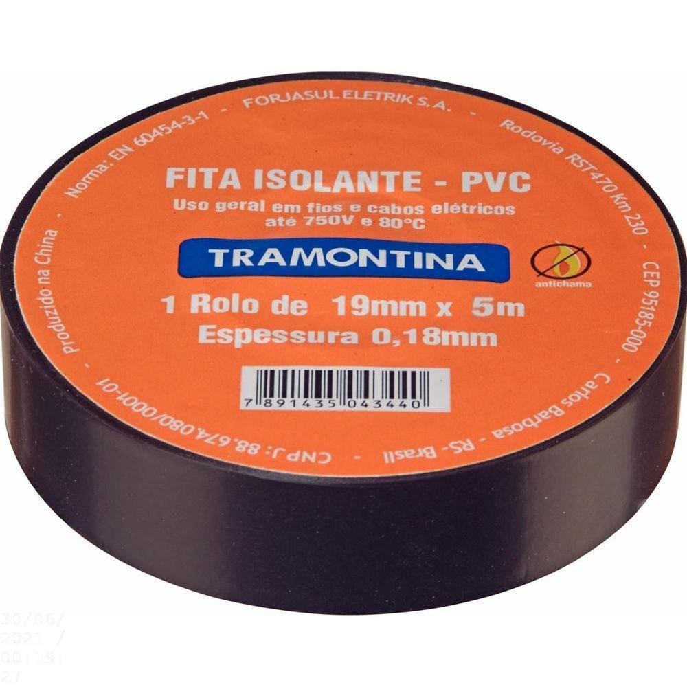 5x Fita Isolante 0,18x19 Mm Tramontina Preta 5 M - Tramontina Tramontina
