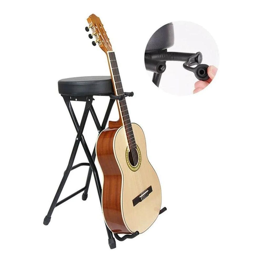 Banco Suporte Violão/Guitarra Portátil Couro Orquezz