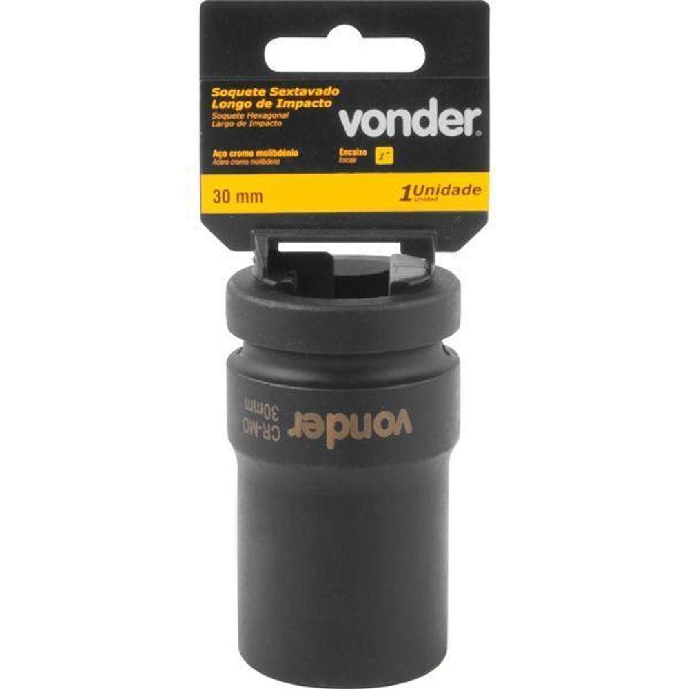 Soquete Sextavado De Impacto Longo 1 30Mm Aço Cromo Vonder