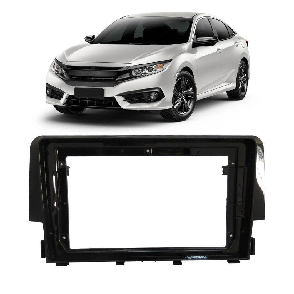 Moldura 2 Din Honda Civic 9 2016 Até 2020 - Black Piano