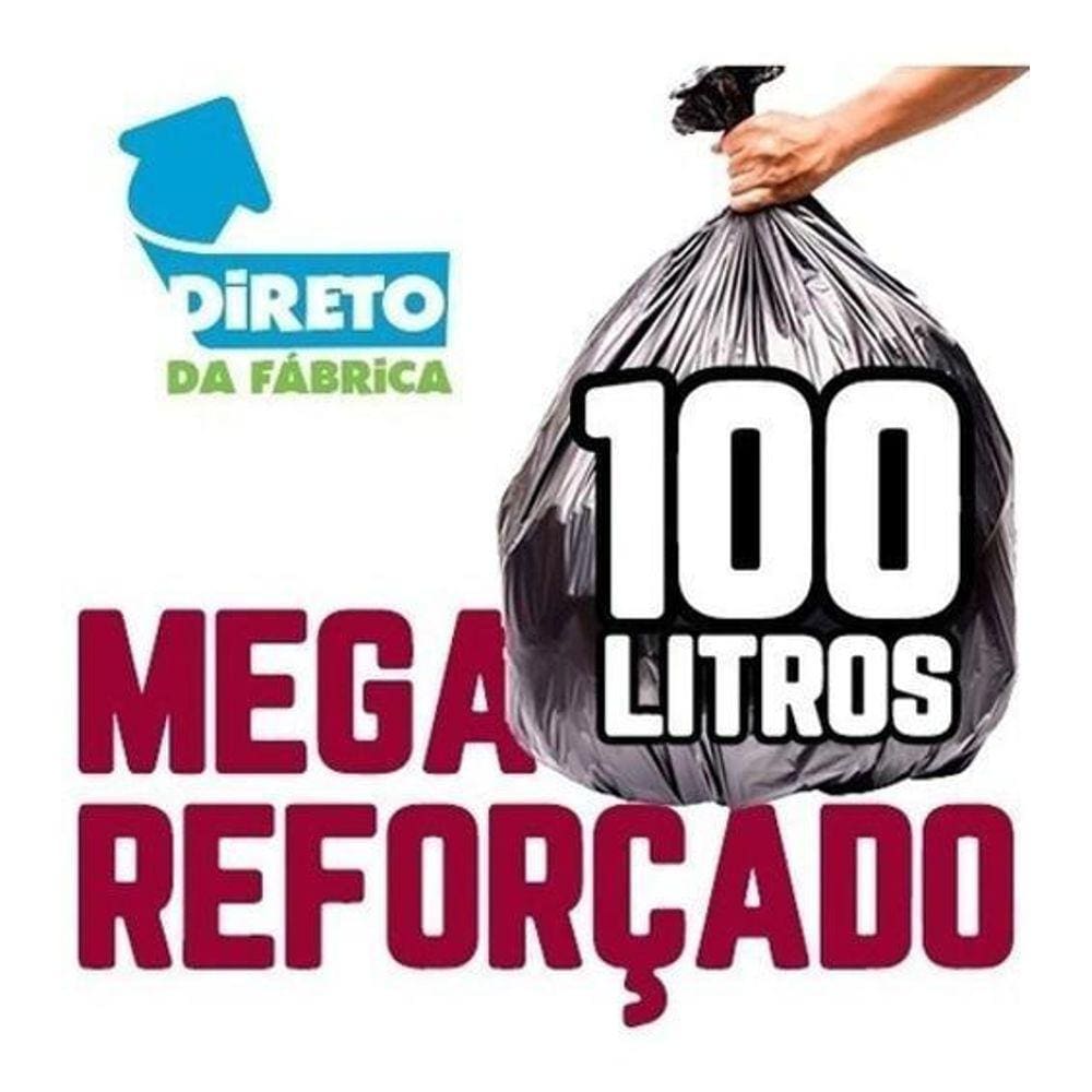 Mega Reforçado Saco De Lixo 100 Litros 200 Un Preto
