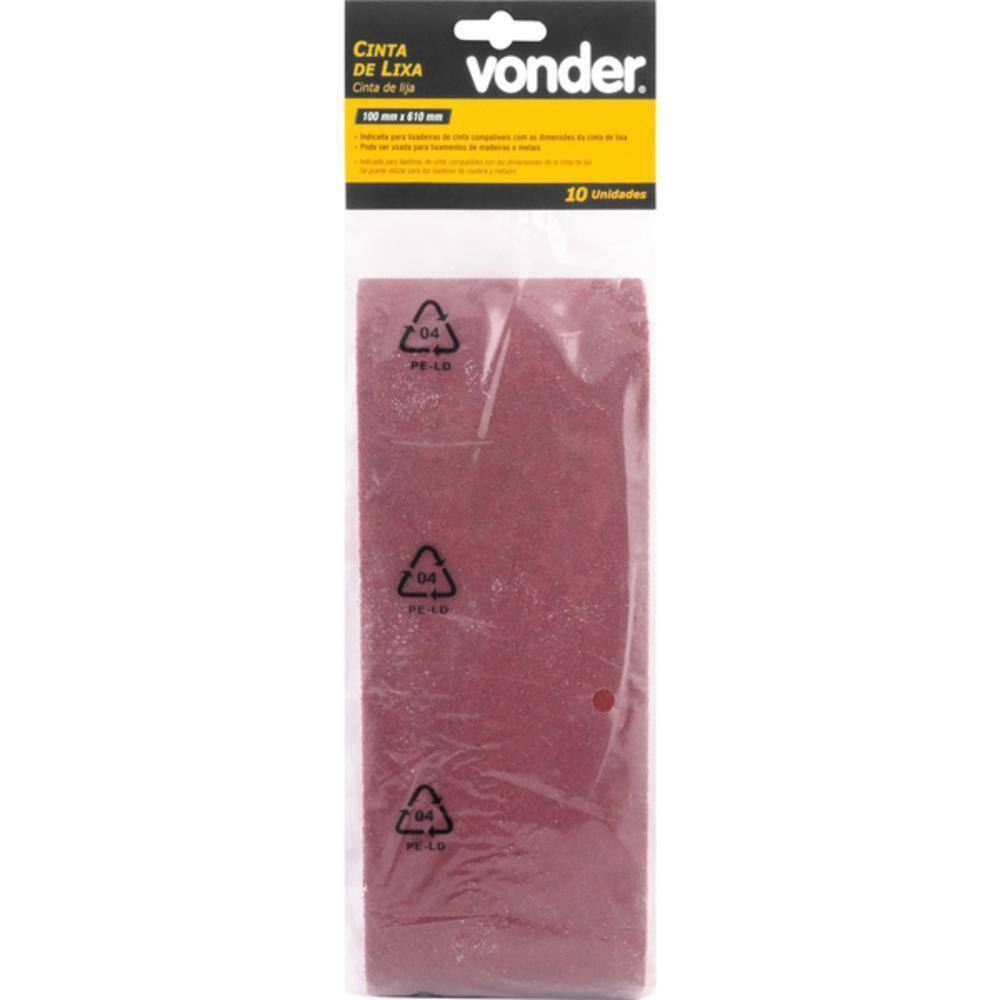 Cinta Lixa 100X610Mm G60 Com 10 Peças Vonder