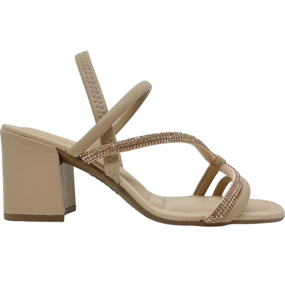 Sandália Feminino Casual Dia a Dia com Strass Salto Grosso Dakota Y6879