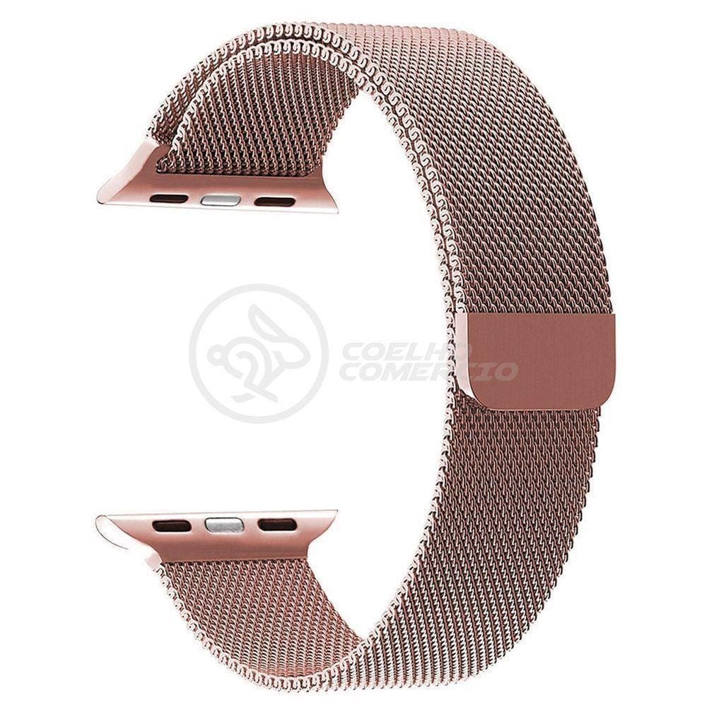 Pulseira Milanese De Aço De Ferro Iwo Smartwatch 42mm E 44mm Em Aço Inoxidável - Rosa