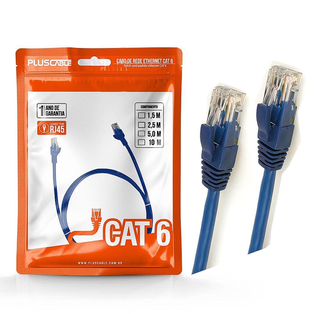 Cabo de Rede Cat.6 10M PC-ETH6U100BL Patch Cord PlusCable