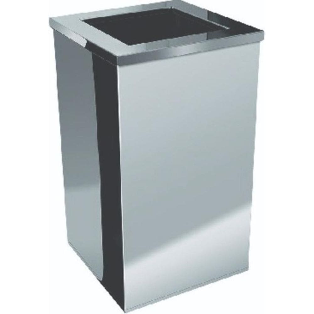 Lixeira Quadrada Em Aço Inox Com Tampa Aro Aberta 50 L