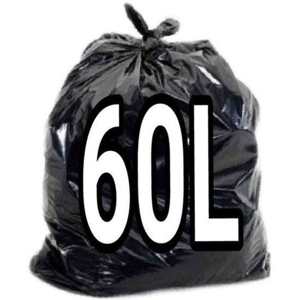 Kit 6 Pacotes Com Saco De Lixo 60 Litros Preto 100 Unid