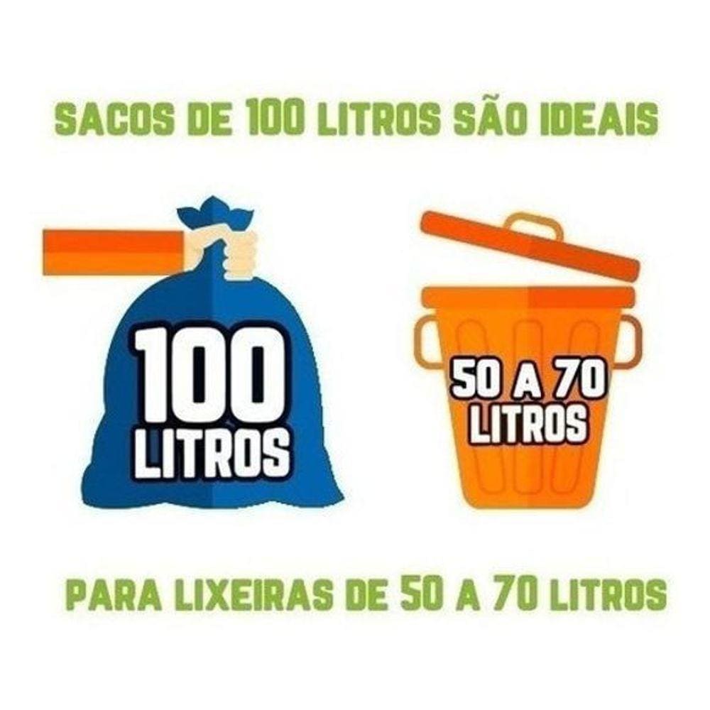 Saco De Lixo 100 Litros 100 Un Preto Reforçadíssimo
