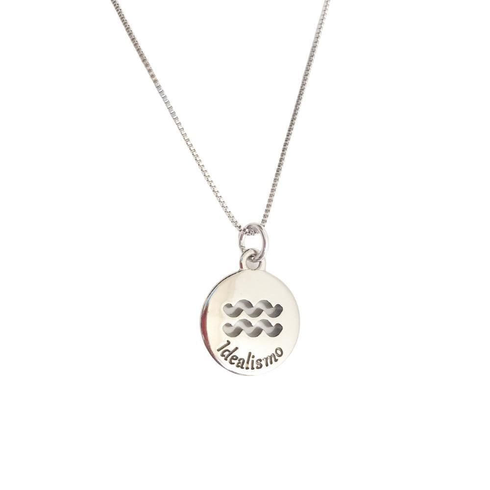 Colar Signos Corrente 55/60-Banhado Platina - Aquario