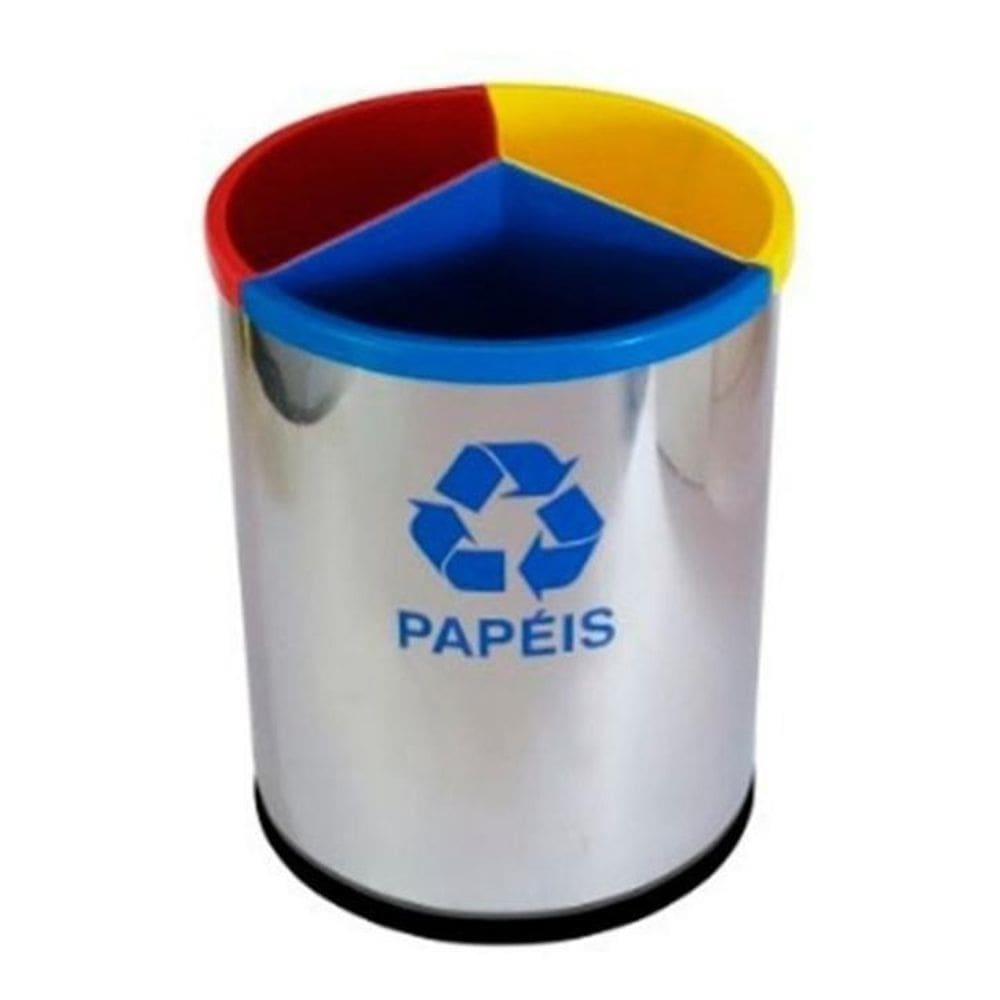 Lixeira Mix Em Aço Inox Com 3 Divisões