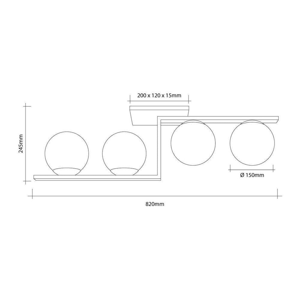 Lustre Plafon Havana 4 Startec Preto 82Cm - Alumínio E Vidro