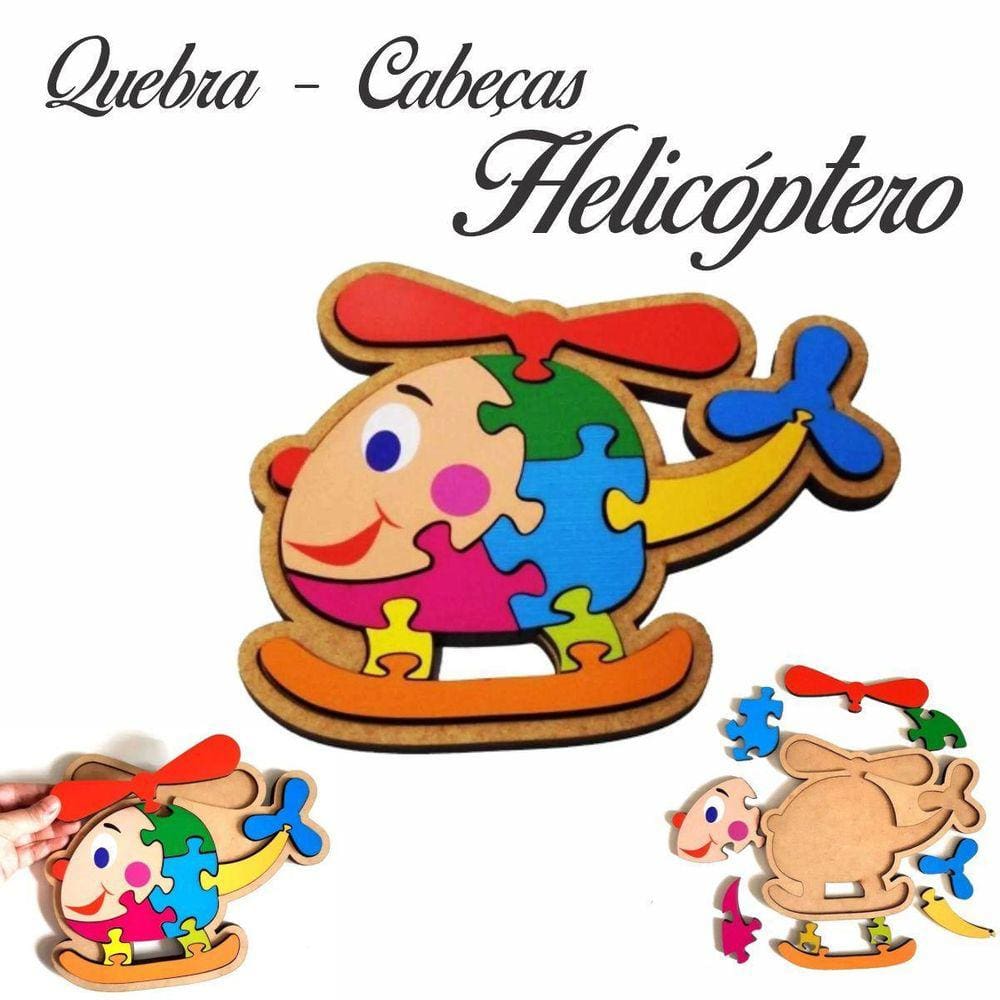 Brinquedo Educativo Quebra Cabeça Helicoptero Pedagógico