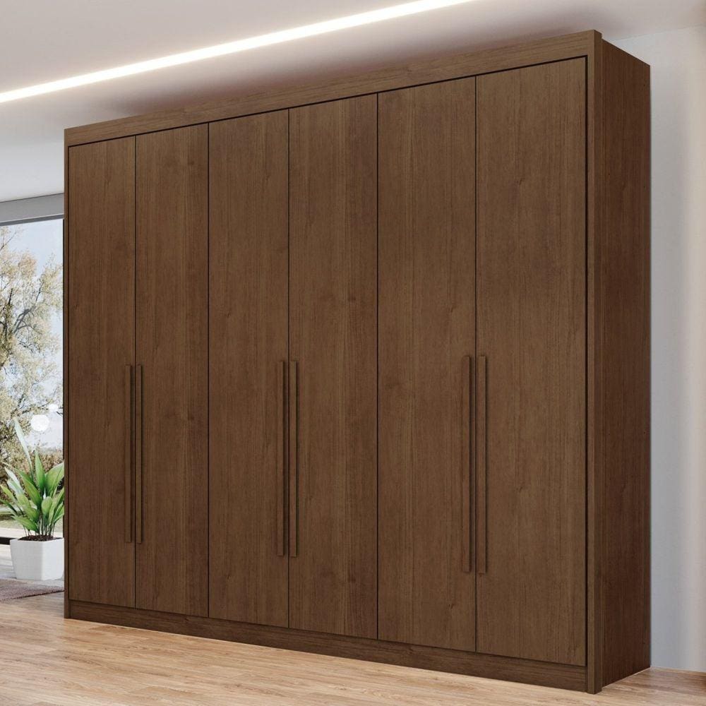 Guarda Roupa Casal 6 Portas 8 Gavetas Bergame Cacau