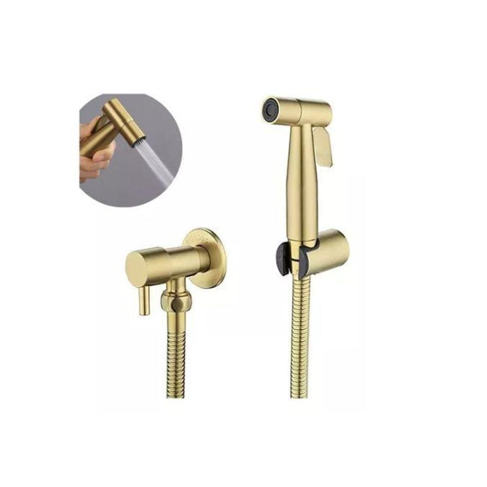 Ducha Higiênica Dourada 1/4 Volta Luxo Gatilho Inox 304
