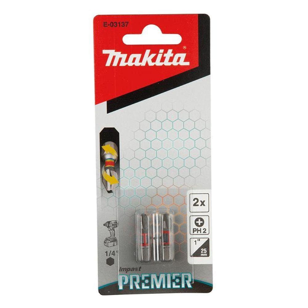 Kit 2 Bits Phillips Torcao 25Mm Ph2 Premier Makita E-03137