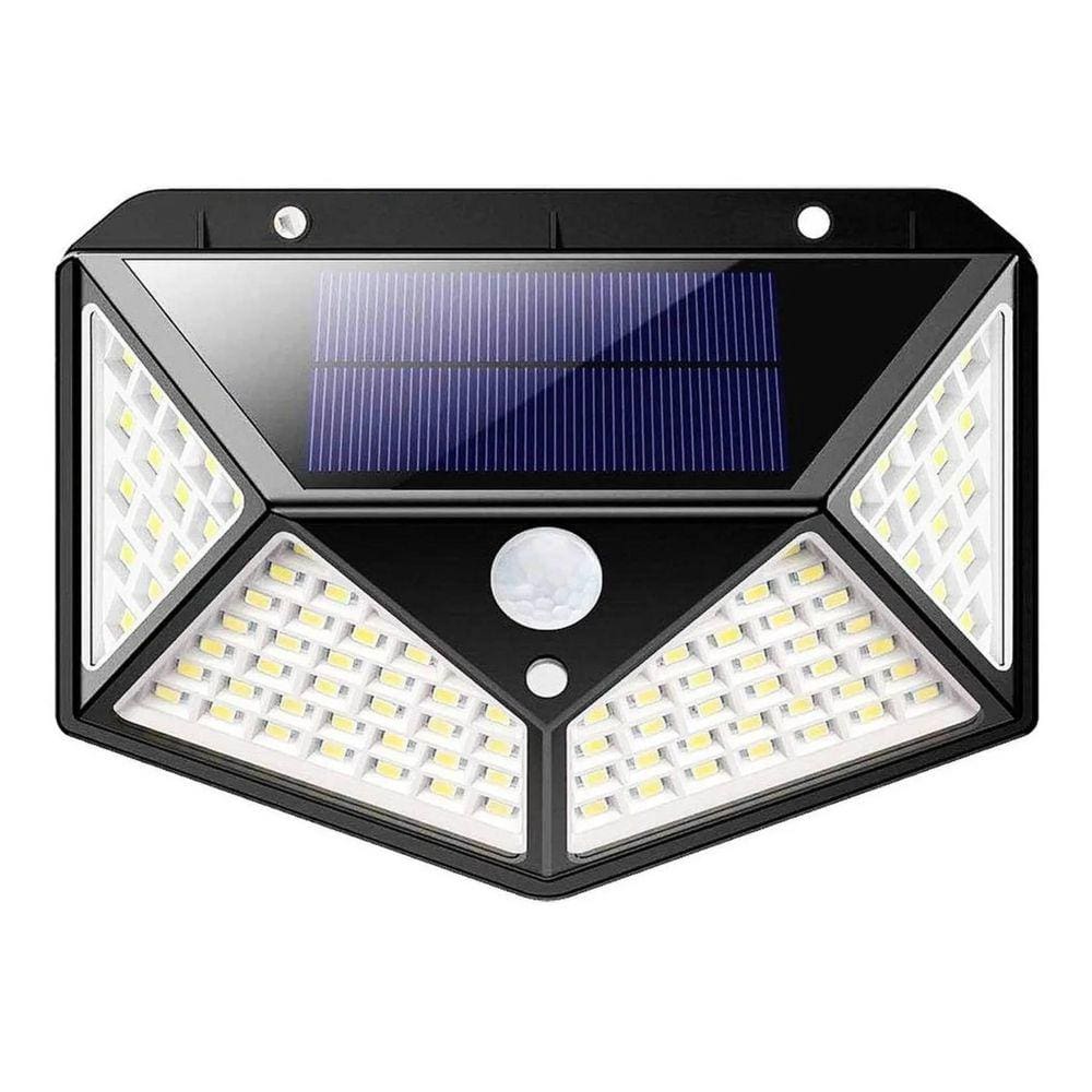 Luminária Solar 4 Placas 100 Leds Operação De Parede