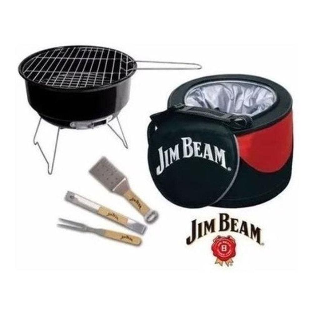 Conjunto Churrasco Jim Beam 5 Peças Parawood