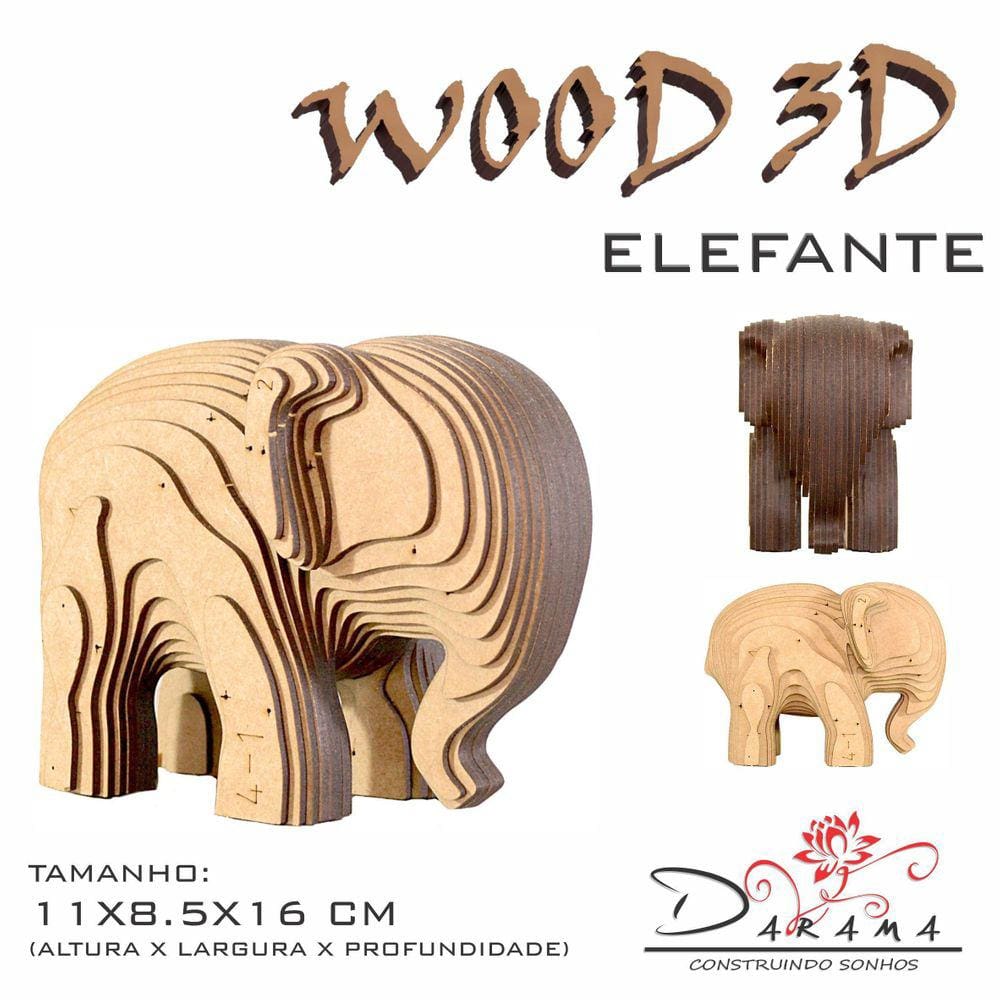 Quebra Cabeças 3D Elefante Decoração Ornamento Enfeite