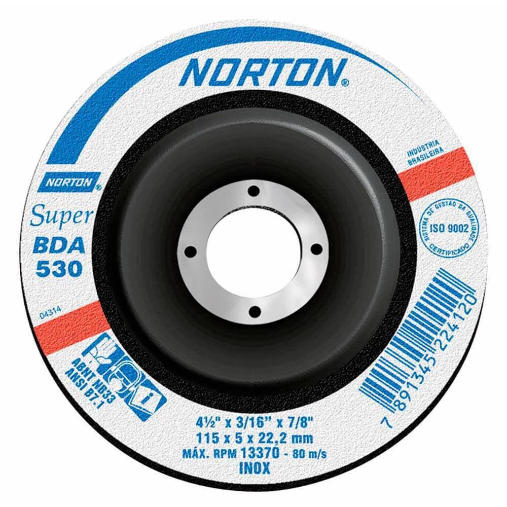 Disco De Desbaste Para Inox 4.1/2 Norton 114,3X5,0X22,22M