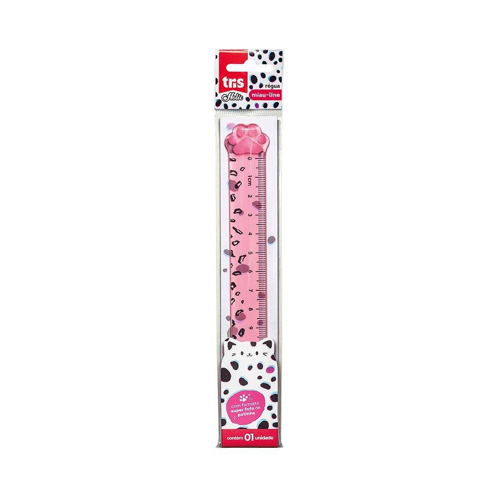 Régua Escolar Plástica Decorada Holic Pets 15cm Poly Patinha Tris