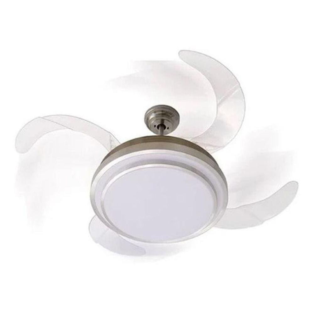Ventilador Cromado De Teto 4 Pás Retratil Led 220V - 108 Cm