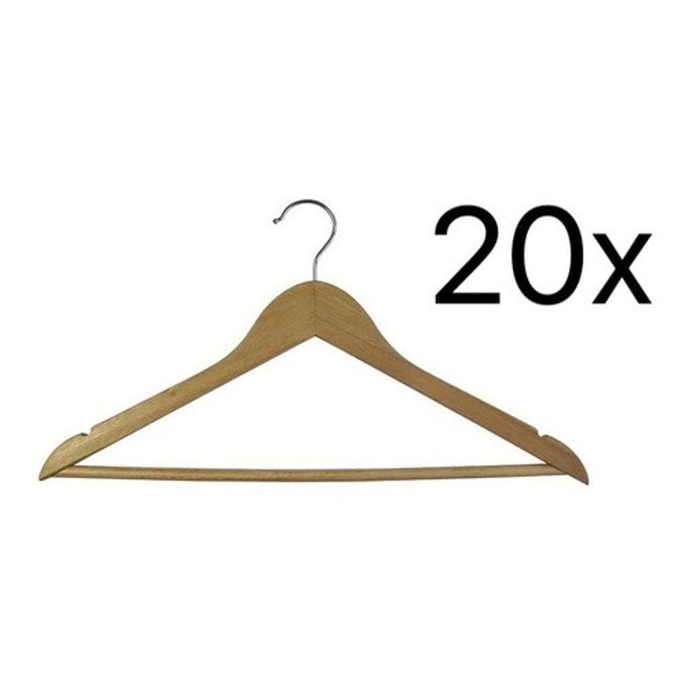 Kit 20 Cabides De Madeira Para Roupas Em Geral 45X23Cm Luxo