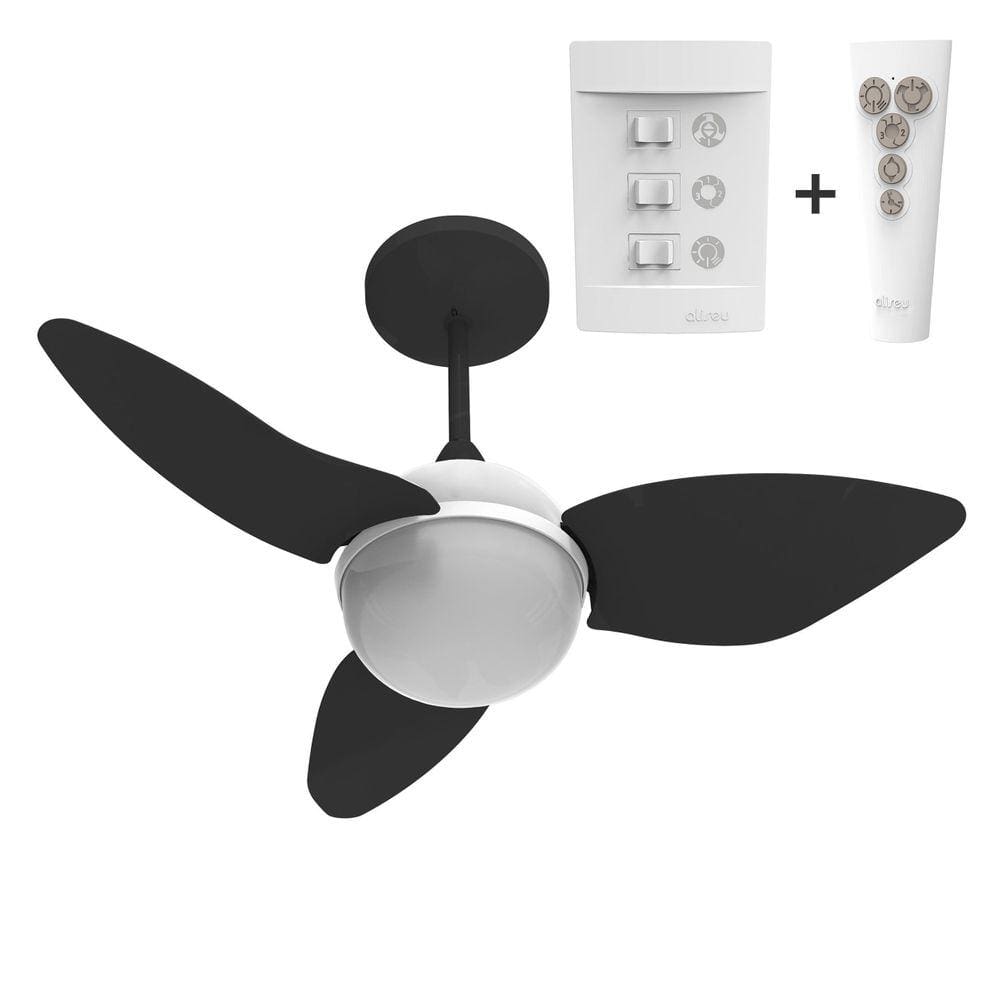 Ventilador Teto Aliseu Smart Preto Controle Remoto E Parede