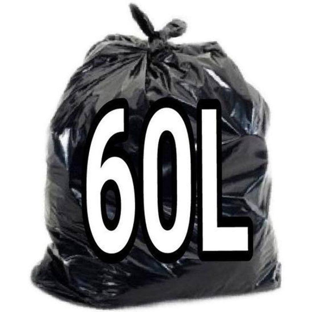 Kit 6 Pacotes Com Saco De Lixo 60 Litros Preto 100 Unid
