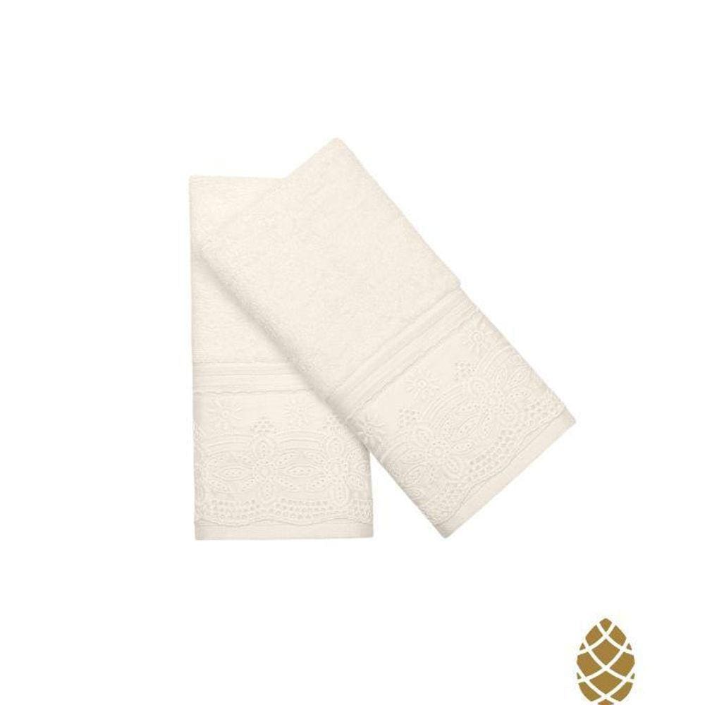 Kit Toalha Lavabo Social Luisa Egípcio Buettner 2Pç Marfim
