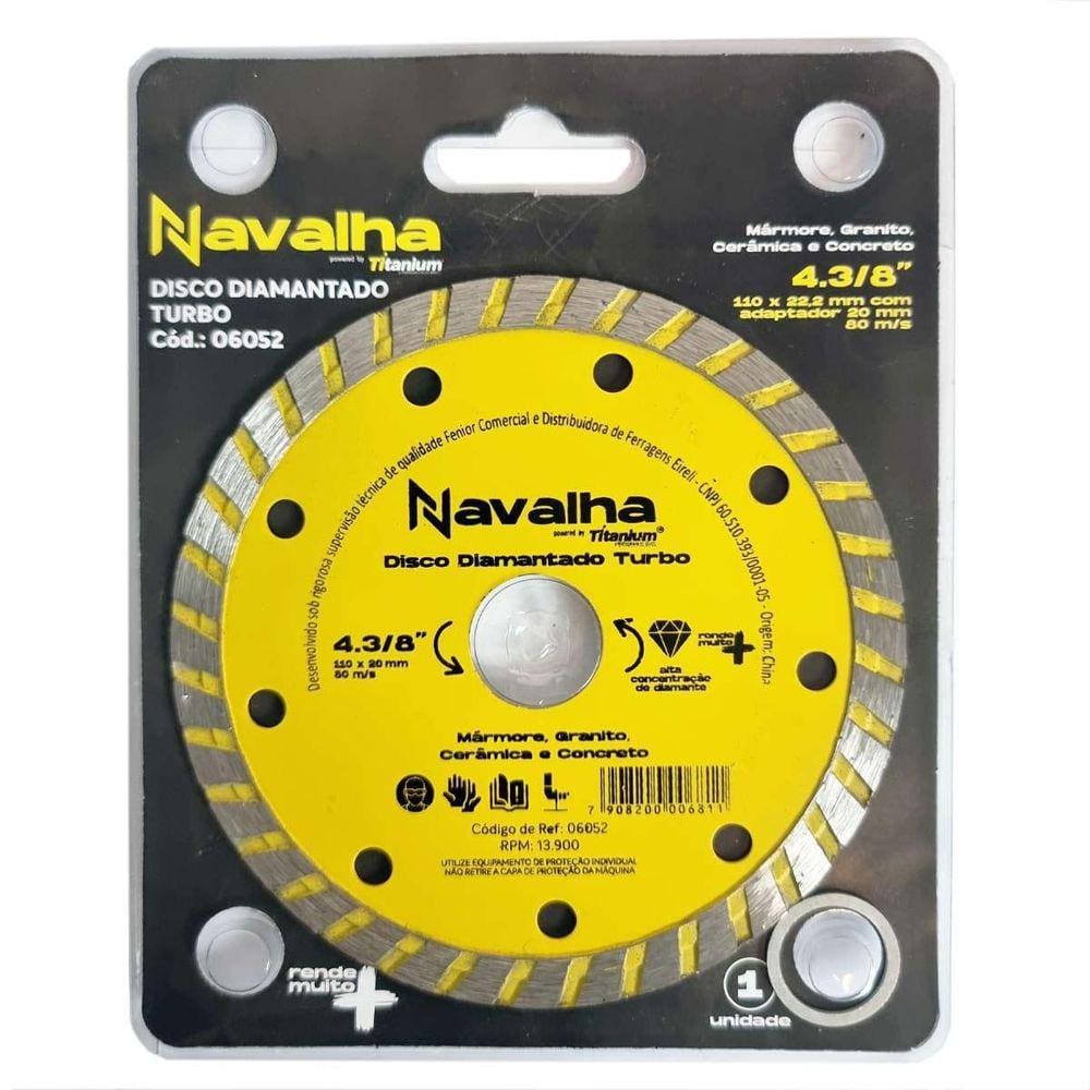 Disco De Corte Diamantado Turbo 110Mm Para Serra Mármore