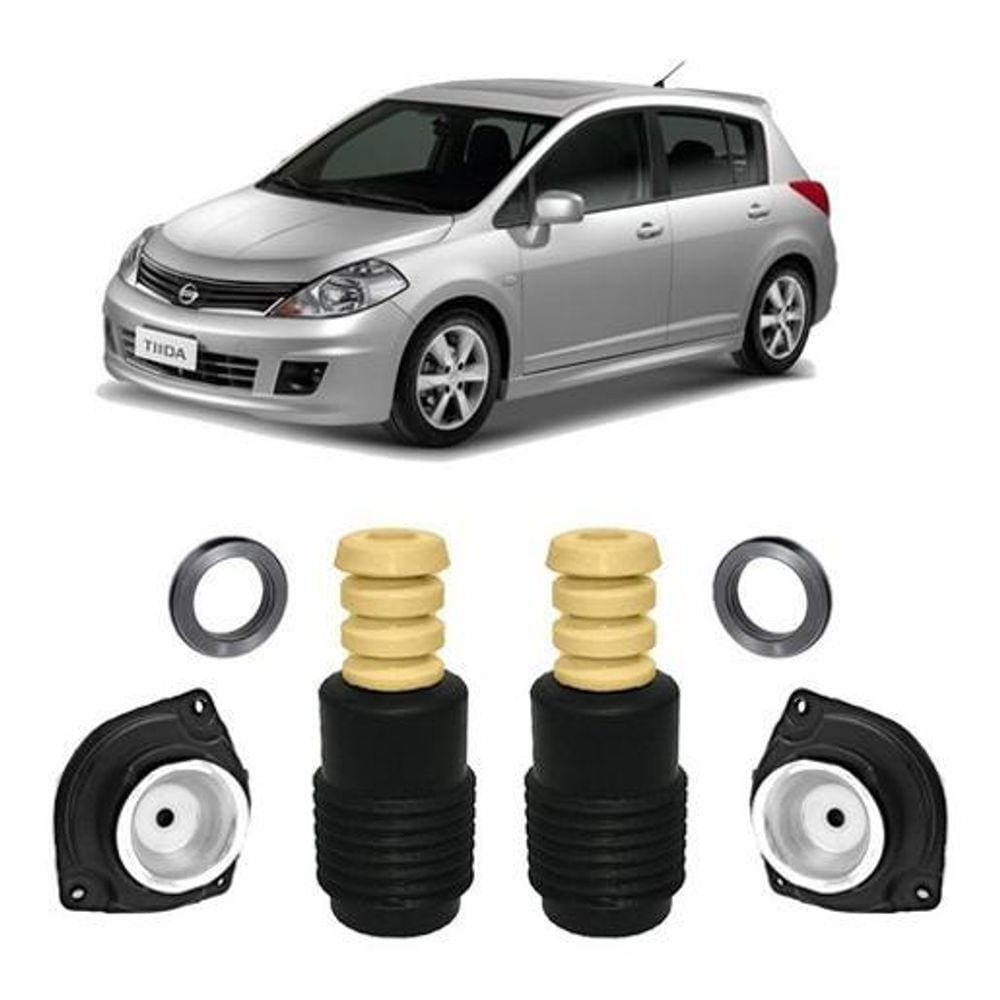 2 Kit Dianteiro Tiida 2007 A 2013 Coxim Rolamento Batente