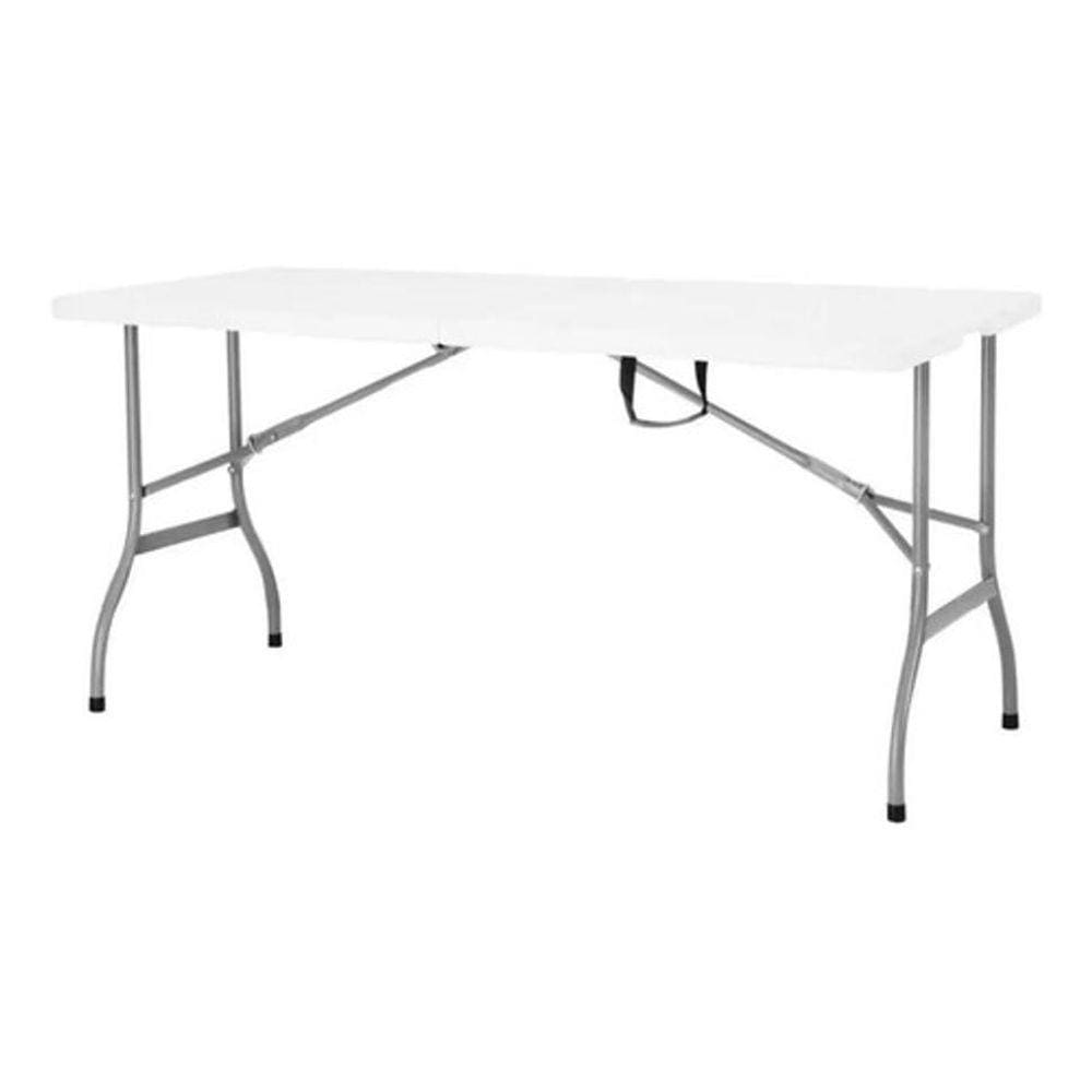 Mesa Dobrável Portatil 150Cm Maleta Com Alça - Branco