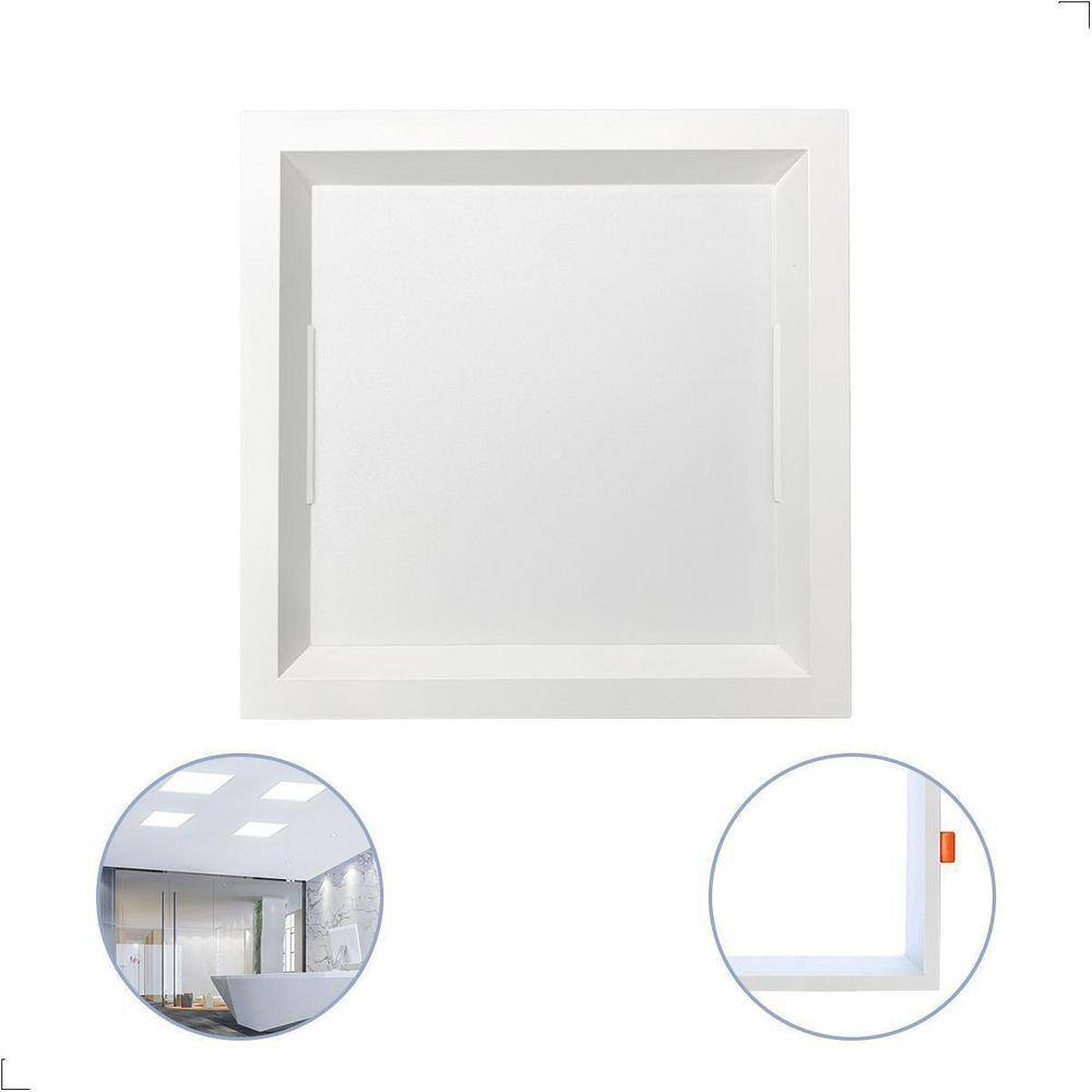 Painel De Embutir Led6500K Branco Recuado 22X22 Bivolt 18W